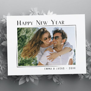 Happy New Year Unique Modern Minimal Style Photo Holiday Postcard