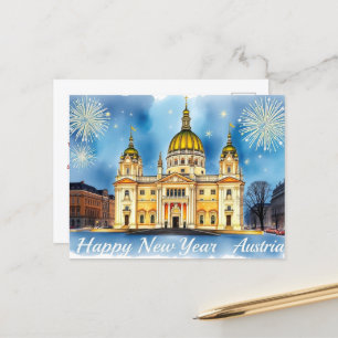 Happy New Year Vienna Austria Festive Postcard