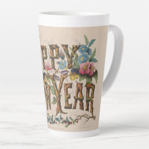 Happy New Year, Vintage Currier & Ives Print Latte Mug