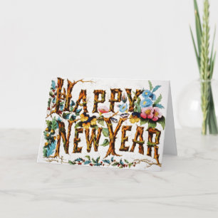 Happy New Year Vintage Holiday Card