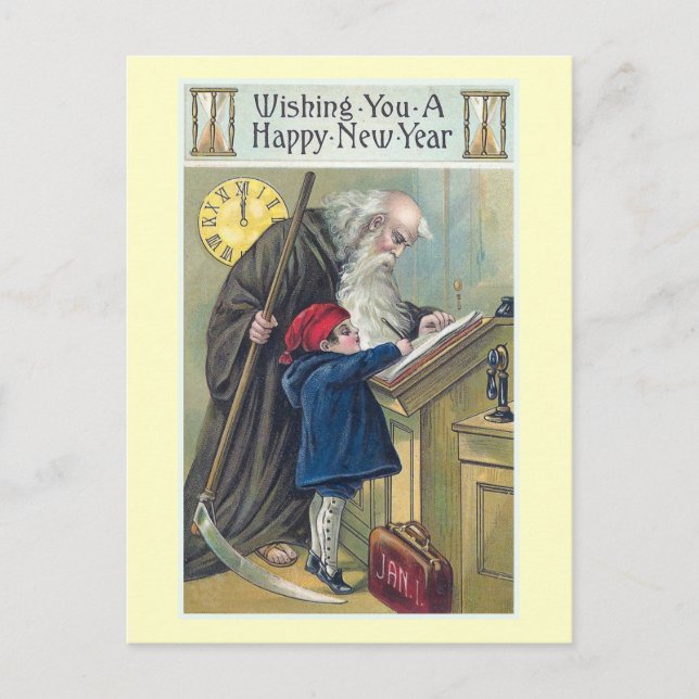 "Happy New Year" Vintage Holiday Postcard (Front)
