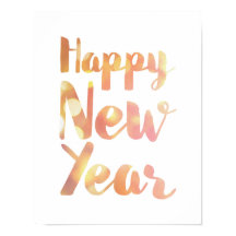 Happy New Year - Watercolor - White Poster