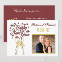 Happy New Year We Said Yes Announcement Card