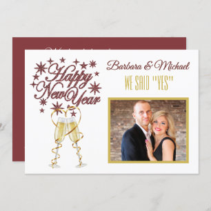 Happy New Year We Said Yes Announcement Card