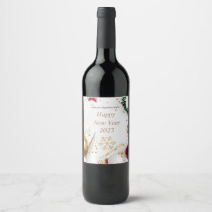 Happy new year wedding wine label