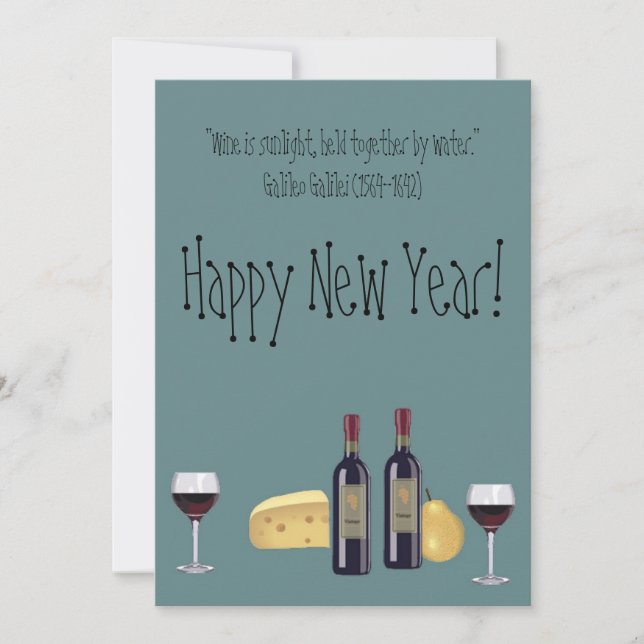 Happy New Year!-Wine Glasses Holiday Card (Front)