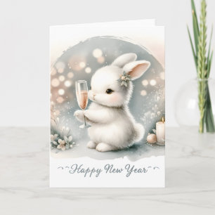 Happy New Year Winter Bunny Card