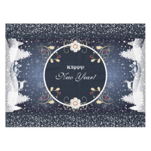 Happy New Year! Winter Fairy Tale Fantasy blue Tablecloth