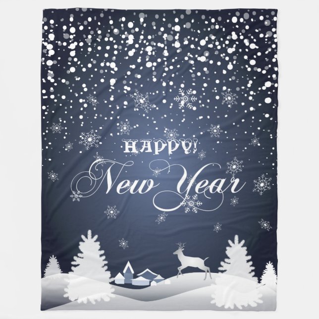 Happy New Year! Winter Fairy Tale Fantasy Fleece Blanket (Front)