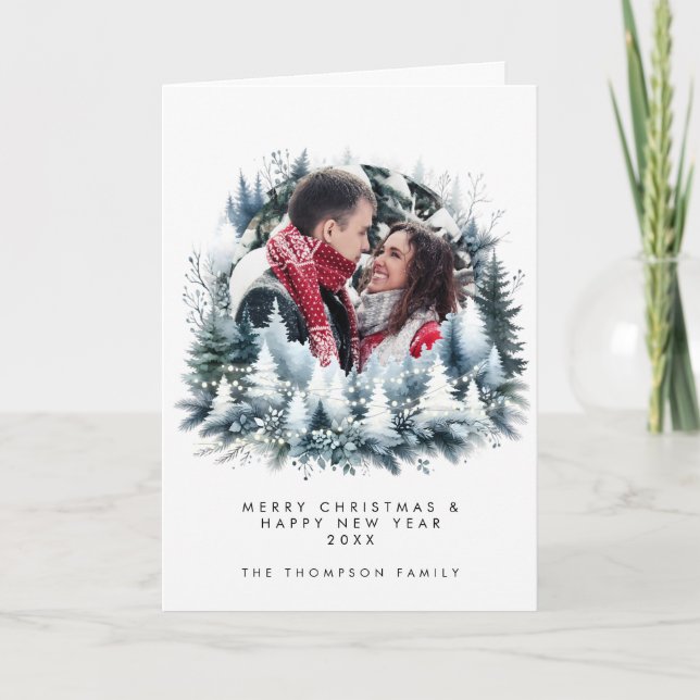 Happy New Year winter holiday photo card (Front)