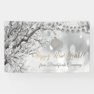 Happy New Year , Winter Wonderland, Christmas Ball Banner