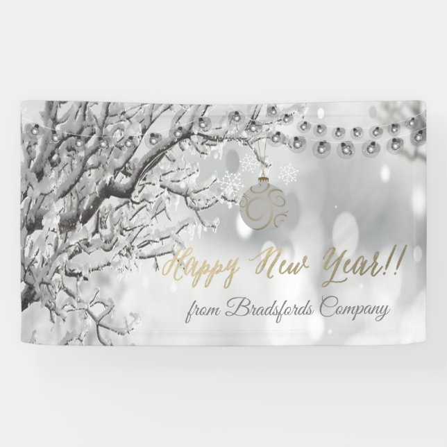Happy New Year , Winter Wonderland, Christmas Ball Banner (Horizontal)