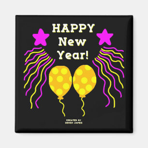 Happy New Year Wishes 2 Inch Square Magnet