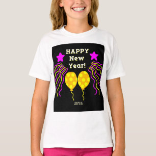Happy New Year Wishes Girls White Basic T Shirt
