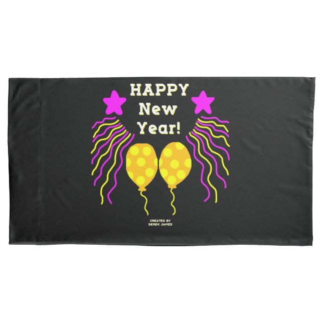 Happy New Year Wishes King Size Pillowcase (Front)