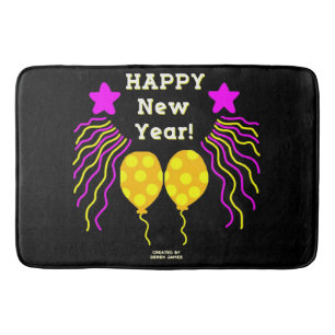 Happy New Year Wishes Large Bath Mat