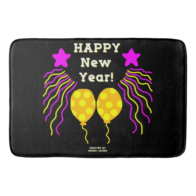 Happy New Year Wishes Large Bath Mat (Front)