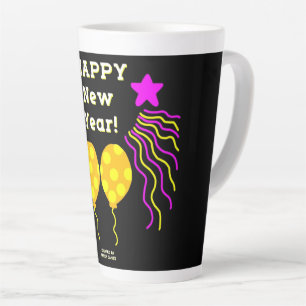 Happy New Year Wishes Large Latte Mug