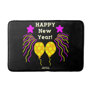 Happy New Year Wishes Medium Bath Mat