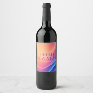 Happy New Year Wishes with Vibrant Rainbow style Wine Label