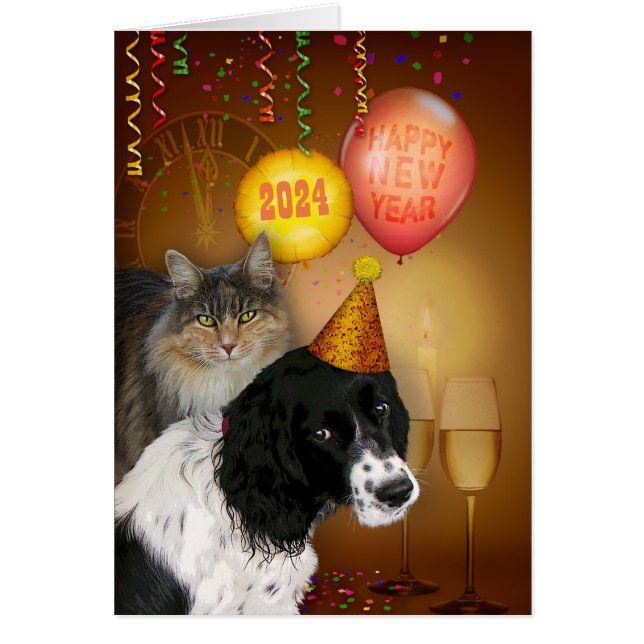 Happy New Year with Dog & Cat (Front)