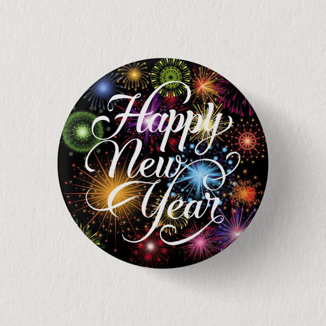 Happy New Year with Fireworks Background-23756 3 Cm Round Badge (Front)