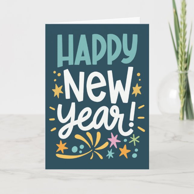 Happy New Year with fireworks Card (Front)