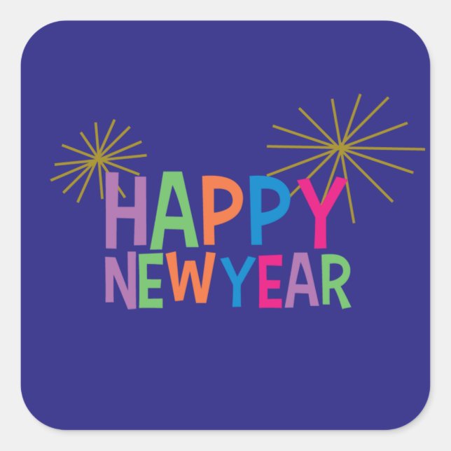 Happy New Year with Fireworks Sticker (Front)