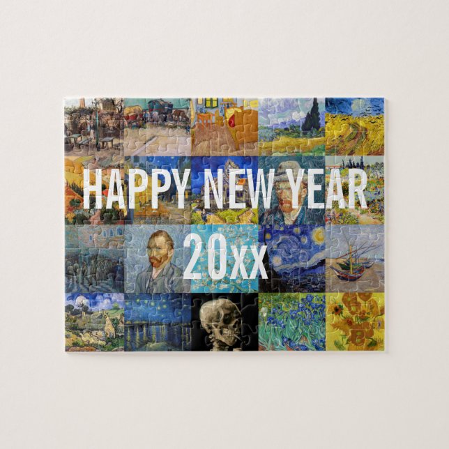 Happy New Year with Van Gogh's Patchwork Jigsaw Puzzle (Horizontal)