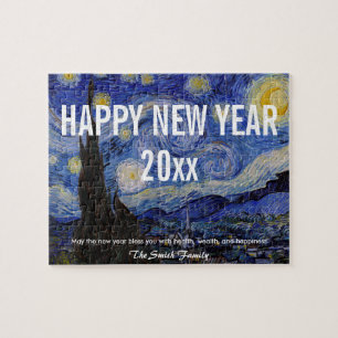 Happy New Year with Van Gogh's Starry Night Jigsaw Puzzle