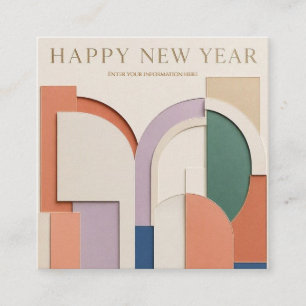 Happy New year with Vibrant Layered Paper Art Enclosure Card