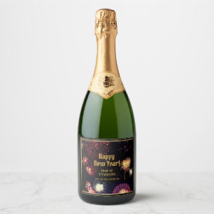 Happy New Year with your name Sparkling Wine Label