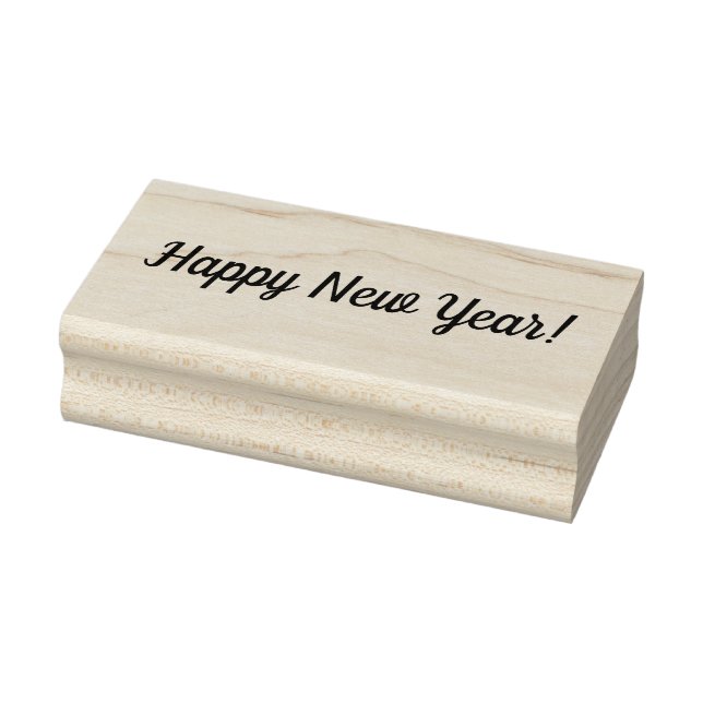 Happy New Year Wooden Block Mounted Rubber Stamp (Stamp)