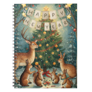Happy New Year Woodland Animal Notebook Journal