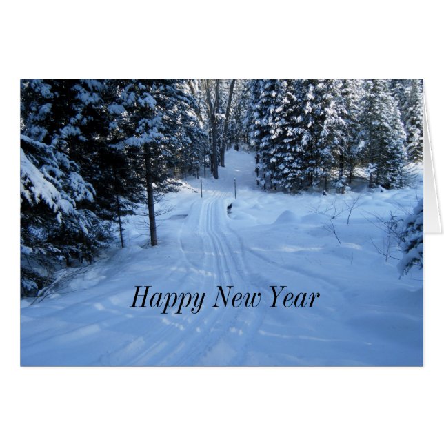 Happy New Year-Woods Winter Scene Card (Front Horizontal)