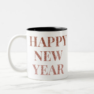 Happy new year word art typography Two-Tone coffee mug