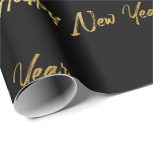 Happy New Year Wrapping Paper (Black)
