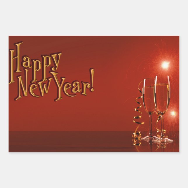 Happy New Year Wrapping Paper Sheet (Front 3)