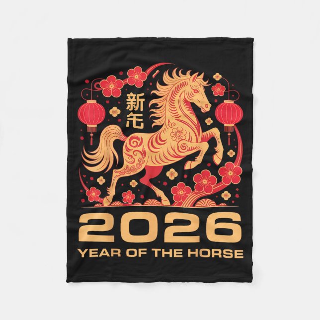 Happy New Year-year Of The Horse Chinese New-year  Fleece Blanket (Front)