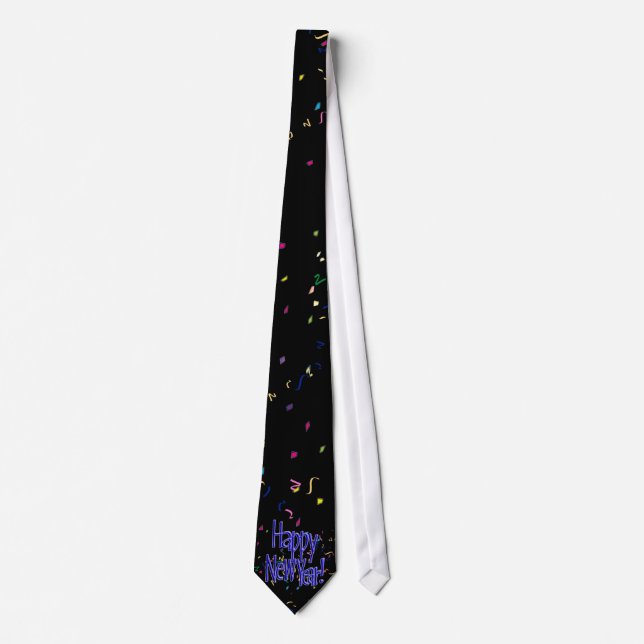 Happy New Years Blue Text Tie (Front)