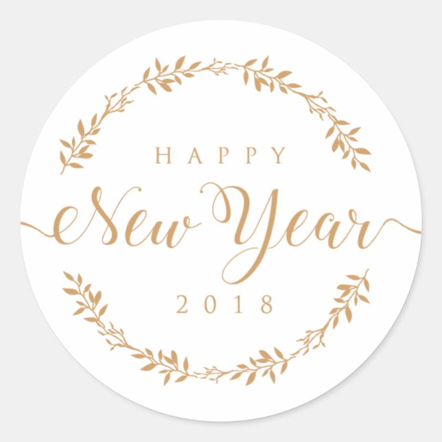 happy new years classic round sticker (Front)