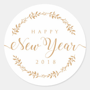 happy new years classic round sticker