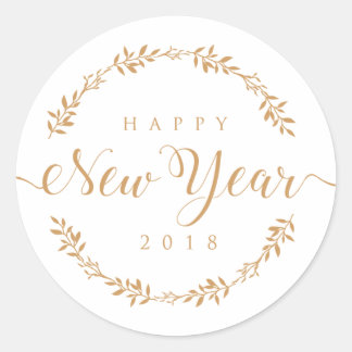 happy new years classic round sticker