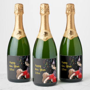 Happy New Year's Dancing Sparkling Wine Label