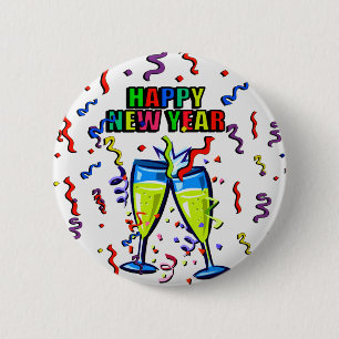 Happy New Year's Day_ Button_by Elenne 6 Cm Round Badge