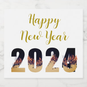 Happy New Years Eve 2024 Rising from 2023  Sparkling Wine Label