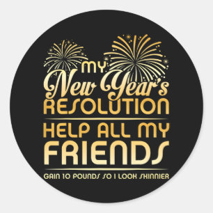 Happy New Year's Eve NYE 2024 Party Resulution Classic Round Sticker