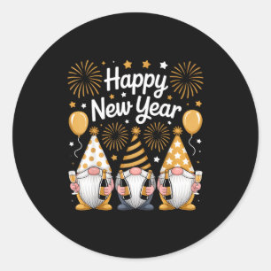 Happy New Years Eve Party Gnomes Matching Family  Classic Round Sticker