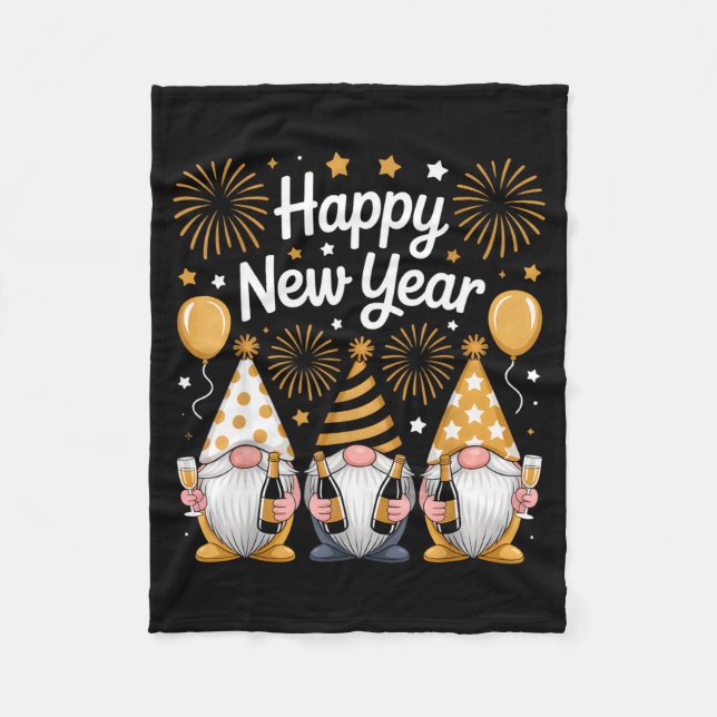Happy New Years Eve Party Gnomes Matching Family  Fleece Blanket (Front)