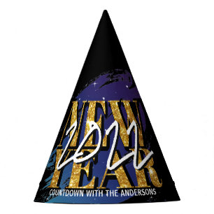 HAPPY NEW YEAR'S EVE PARTY MODERN BRUSH STROKE PARTY HAT